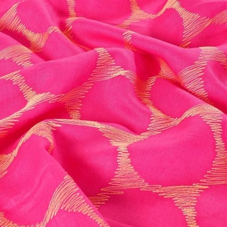 Circle linen embroidery fuchsia