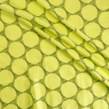 Circle linen embroidery lime