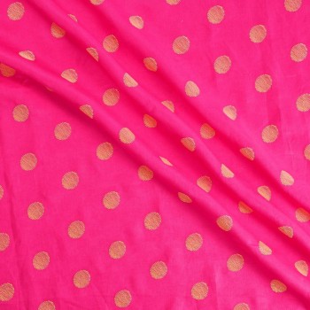 Polka dot linen embroidery fuchsia