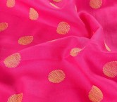 Polka dot linen embroidery fuchsia