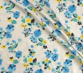 Floral embroidery linen turquoise