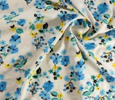 Floral embroidery linen turquoise