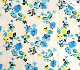 Floral embroidery linen turquoise