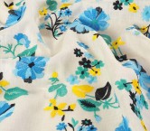 Floral embroidery linen turquoise