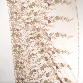 Floral embroidery textures beige