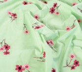 Bordado floral algodÓn verde claro