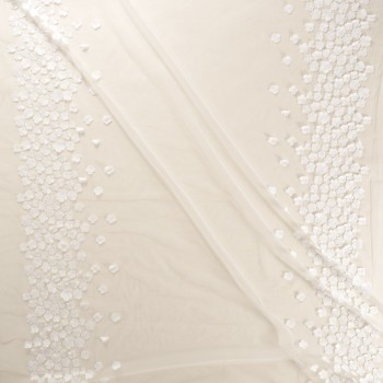 Flores bordadas efecto espejo ivory 2589