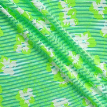 Jacquard rayas/flor verde acido