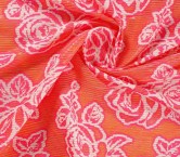 Jacquard rosas y rayas fuxia