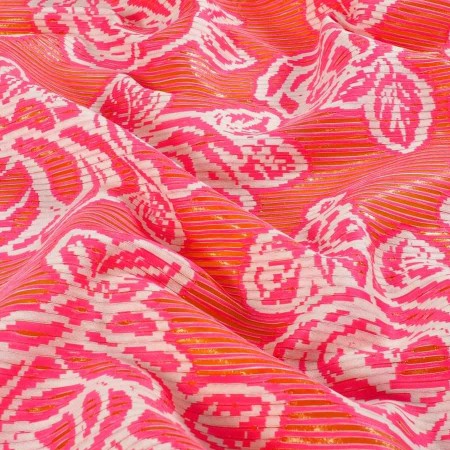 Fuxia jacquard with roses / st