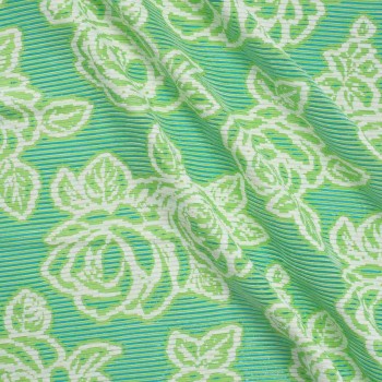 Green jacquard with roses / st