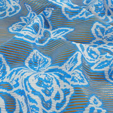 Jacquard rosas y rayas azul