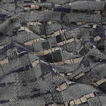 Navy jacquard  geometric lurex