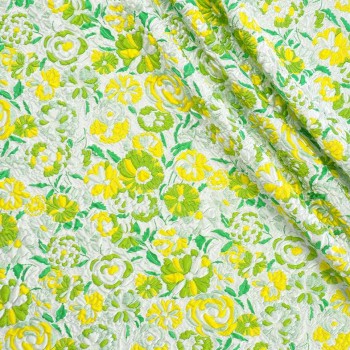 Green yellow jacquard with flowers