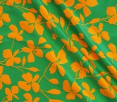 Orange green mikado jacquard floral