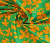 Orange green mikado jacquard floral