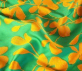 Orange green mikado jacquard floral