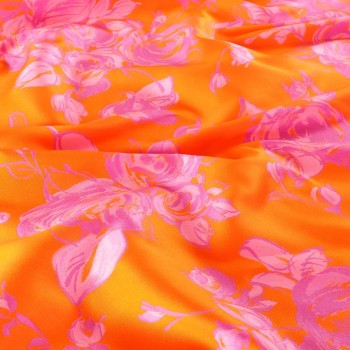 Orange pink mikado jacquard