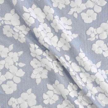 Jacquard rÚstico floral lamÉ azul