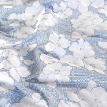 Blue rustic floral  jacquard