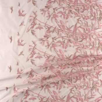 Pink birds embroidery