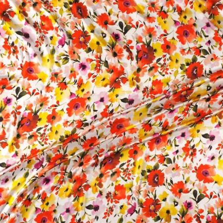 Raso estampado flor naranja