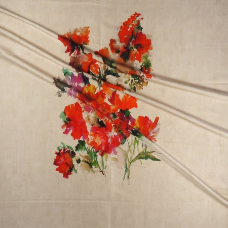 Estampado flor pano 120cm rojo
