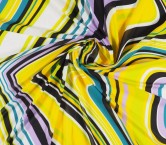 Georgette estampado ondas retro